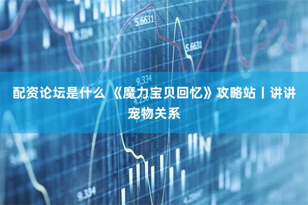 配资论坛是什么 《魔力宝贝回忆》攻略站丨讲讲宠物关系